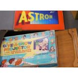 Games selection, including Astron, Penalty Football card game, Give a show Projector and a wooden