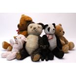 British & European Post War Teddy Bears, including an Irish Panda and two English cotton examples,