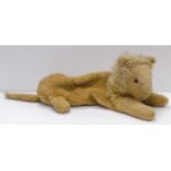 English Lion Pyjama Case, possibly by Jungle Toys, golden synthetic fur, brown plastic eyes,