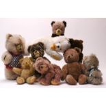 Post War German Teddy Bears, mixed plushes, assorted colours, 35cm and under, P-G (15+)