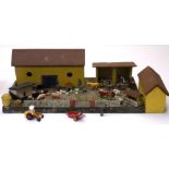 Farm Animals and Accessories, plastic and metal figures of pigs, cows, horses and birds,