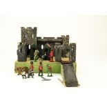 Triang small wooden fort, Lone Star lead (8) and plastic (5), guards, other lead figures (10),