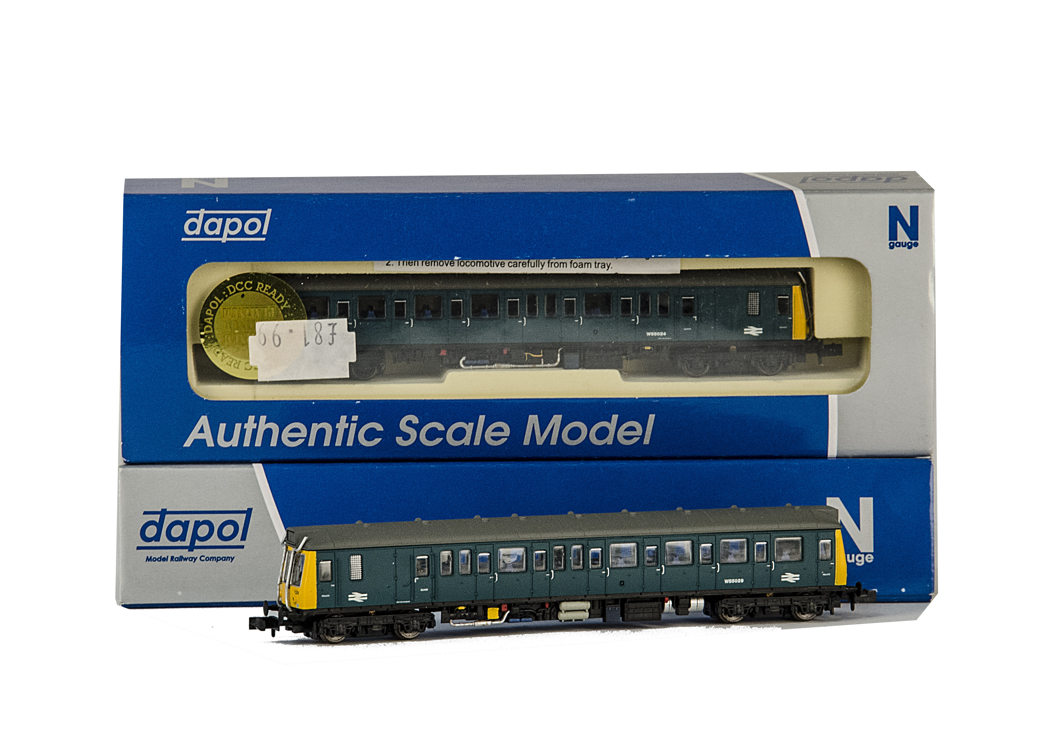 Dapol N Gauge BR Blue Diesel Railcar Units, comprising ref ND-118C class 121 'Bubble Car' 55024 (