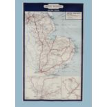 A British Railways Eastern Region Wall Poster Map, measuring approx. 25" x 40", dated March 1953,