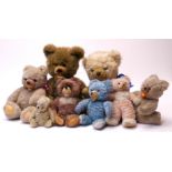 Post War German Teddy Bears, Zotty type, mainly dralon and artificial plush, assorted colours,