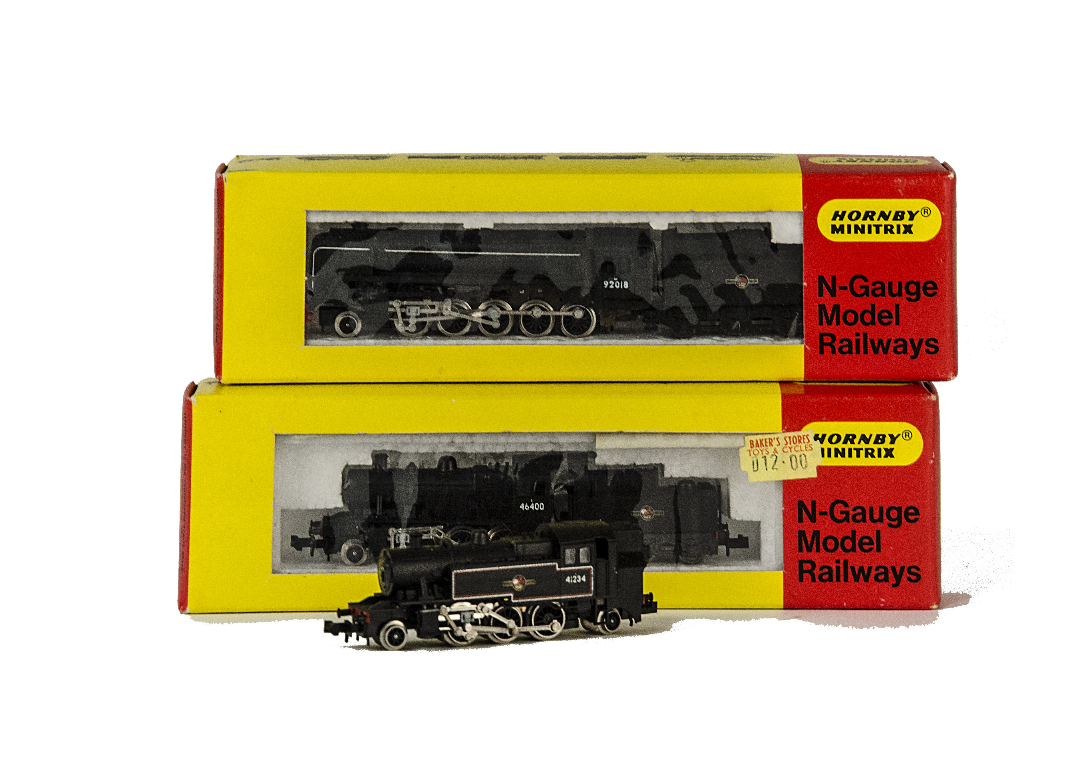 Minitrix N Gauge BR Black Steam Locomotives, comprising class 9F 2-10-0 no 92018, Ivatt class 2 2-