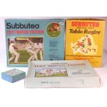 Subbuteo Rugby and Table and Test Cricket Sets, Rugby International Edition, in original box, VG,