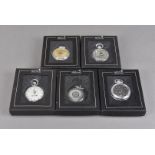 A collection of modern pocket watches, from The Heritage Collection, mainly in white metal, all of