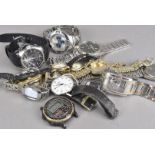 A collection of modern gents and ladies wristwatches, various designs and makers, approx 50, AF