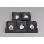 A collection of modern pocket watches, from The Heritage Collection, mainly in white metal, all of