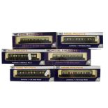 Dapol N Gauge GWR Coaches, GWR Hawksworth (3), Autocoach, B-Set Revised Bogie (2), all in original