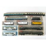 N Gauge Carriages & Wagons, by Fleischmann, Atlas, Arnold Rapido, Rivarossi and Trix, including a