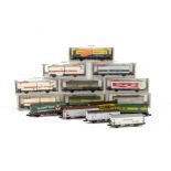 N Gauge Trams, Containers and Carriages, by Minitrix, Fleischmann, Trix and others, including a