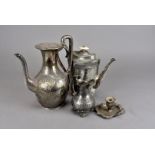 A collection of silver plate, including jardinière, chamber stick, coffee pot, and more AF (parcel)