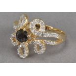 A silver gilt and diamond dress ring, plated in 18 ct gold, total diamond carat weight approx. 1.