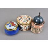 A Staffordshire Enamels Royal Observatory box, together with a Halcyon Enamels 'Time Capsule', and a