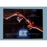 Original UK Quad Poster, for the 1982 film -ET, Spielberg science fiction smash hit, poster with