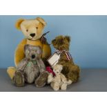 Limited Edition Teddy Bears: a large Canterbury Bears golden teddy bear, 28 of 100; a Hermann