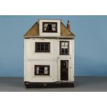 A G & J Lines dolls’ house No.70 1915, cream painted with lithographed tinplate front door with