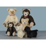 Four Eduard Cramer Educa limited edition teddy bears: all with tags; and a black and a white Scottie