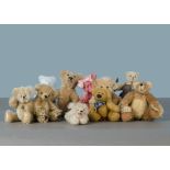 Nine miniature artist and manufactured teddy bears: including Anton, a Handful Friend by Eleonore