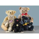 Five yellow tagged Steiff teddy bears: including a Brummbär -18in. (46cm.) high; a 1906 Classic; a