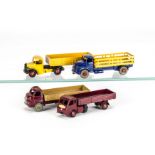 Dinky Toys 417 Leyland Comet, violet blue cab and chassis, yellow back, red hubs, 522 Big Bedford,