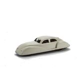 Unbranded Diecast Streamlined Saloon Car, possibly Italian, white body, brown interior, black