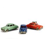Tekno 440 Ford Mercury Saloon, two examples, first dark blue body, red interior, aerial, second pale