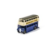 A Pre-War Dinky Toys 29c Double Decker Bus, 1st type AEC grille, cream upper deck, grey roof, dark