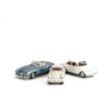 Tekno 828 Volvo 1500, white body, red interior, steel plated convex hubs, 924 Mercedes-Benz 300SL