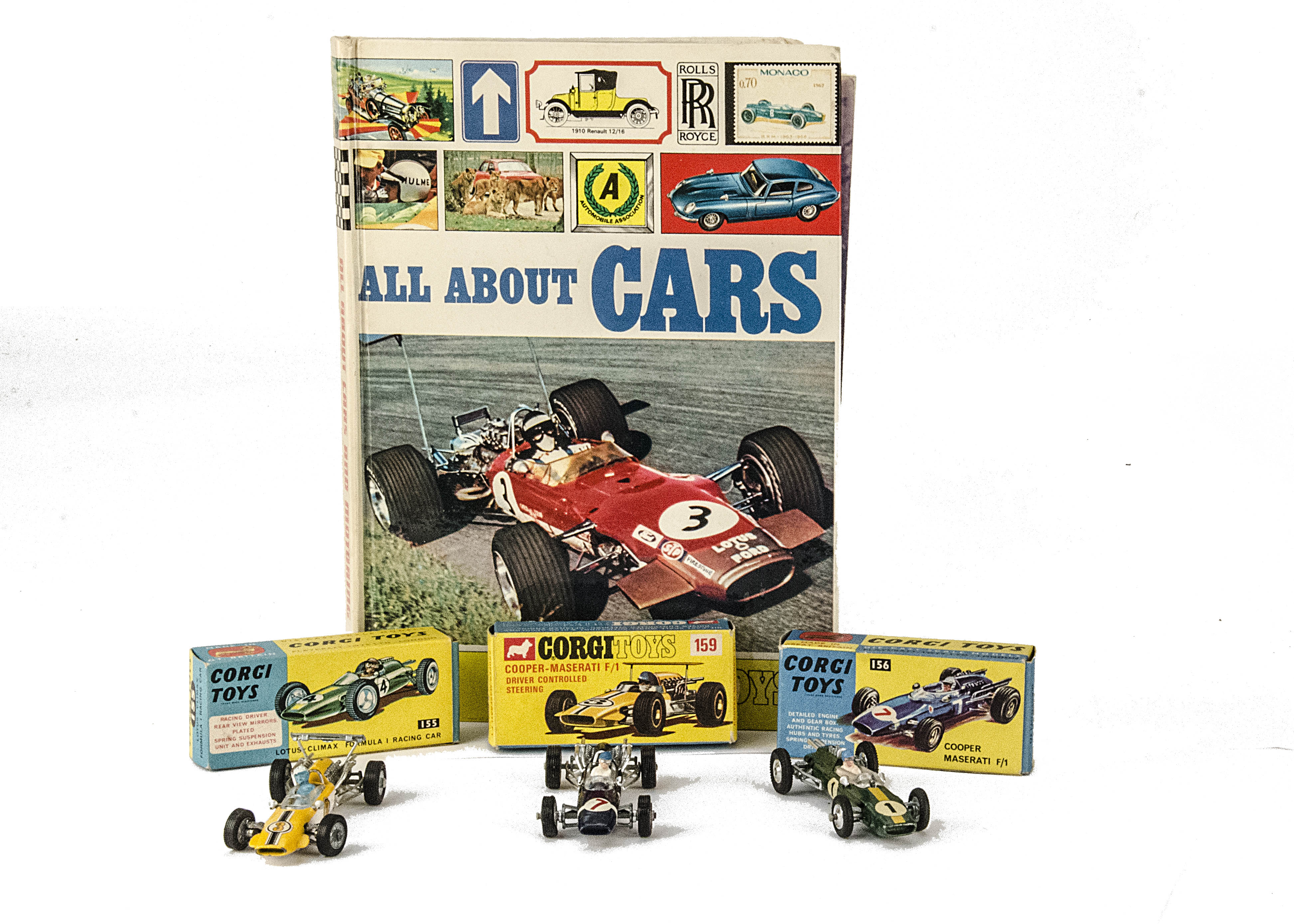 Corgi Toys Racing Cars, 155 Lotus-Climax F1, 156 Cooper Maserati F1, 159 Cooper-Maserati F1 Driver