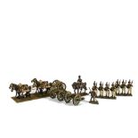 Napoleonic 30mm wargaming figures depicting artillery, with horse drawn vignettes and infantry