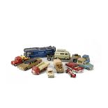 Loose Corgi Toys, including Ecurie Ecosse Transporter, Carrimore Machinery Carrier, Chevrolet Impala