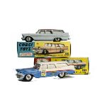 Corgi Toys Plymouth Sports Suburban Station Wagons, 443 U.S Mail, 445 pale blue body, red roof,