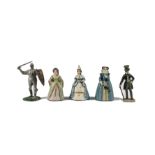 William Carman lead figures including 2 Tudor ladies, Beau Brummel ? Knight and Spanish lady,