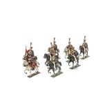 Lucotte French Napoleonic 6th Hussars, troopers (5), officer, bugler and standard bearer, not