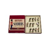 Britains set 2096 Pipes & Drums of the Irish Guards, restrung in ROAN box, VG in VG box,