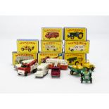 Matchbox 1-75 Series, 57 Land Rover Fire Truck, 50 Tractor, 72 Standard Jeep, 3 Mercedes Benz Binz