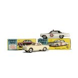 A Corgi Toys 237 Oldsmobile Sheriff Car, 239 Volkswagen 1500 Karmann Ghia, cream body, red interior,