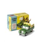 A Corgi Toys 472 Land Rover Public Address Vehicle, green body, yellow back, red interior, spun