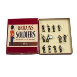 Britains set 2153 Royal Marines Band, restrung in ROAN box, VG in VG box, pencil marks to front