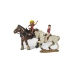 Rare mounted female riders comprising Benbros hollow cast lead horse with side-saddle rider and Wend