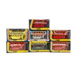 Corgi Toys Routemaster Buses, 469 'Visit The Design Centre' (2), one red, one black label, 469 '