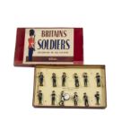 Britains set 1527 R.A.F. Band, uncommon 12 pce post WW2 version, restrung in ROAN box, VG in VG box,