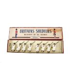 Britains set 1425 Abyssinian Tribesmen marching, restrung in ROAN box, VG in P box, lid with tape-