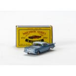 A Matchbox Lesney 1-75 Series 57b Chevrolet Impala, metallic blue body, pale blue roof, clear