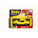 A Dinky Toys 112 Purdey's TR7, from the TV series The New Avengers, yellow TR7, black P logo on