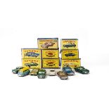 Matchbox Lesney 1-75 Series Cars, 75 Ford Thunderbird, SPW, dark blue base, 29 Austin A55, BPW, 70