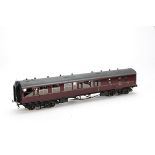 An O Gauge Finescale Collett Brake/2nd Coach by Sancheng for Tower Models, in BR lined maroon livery